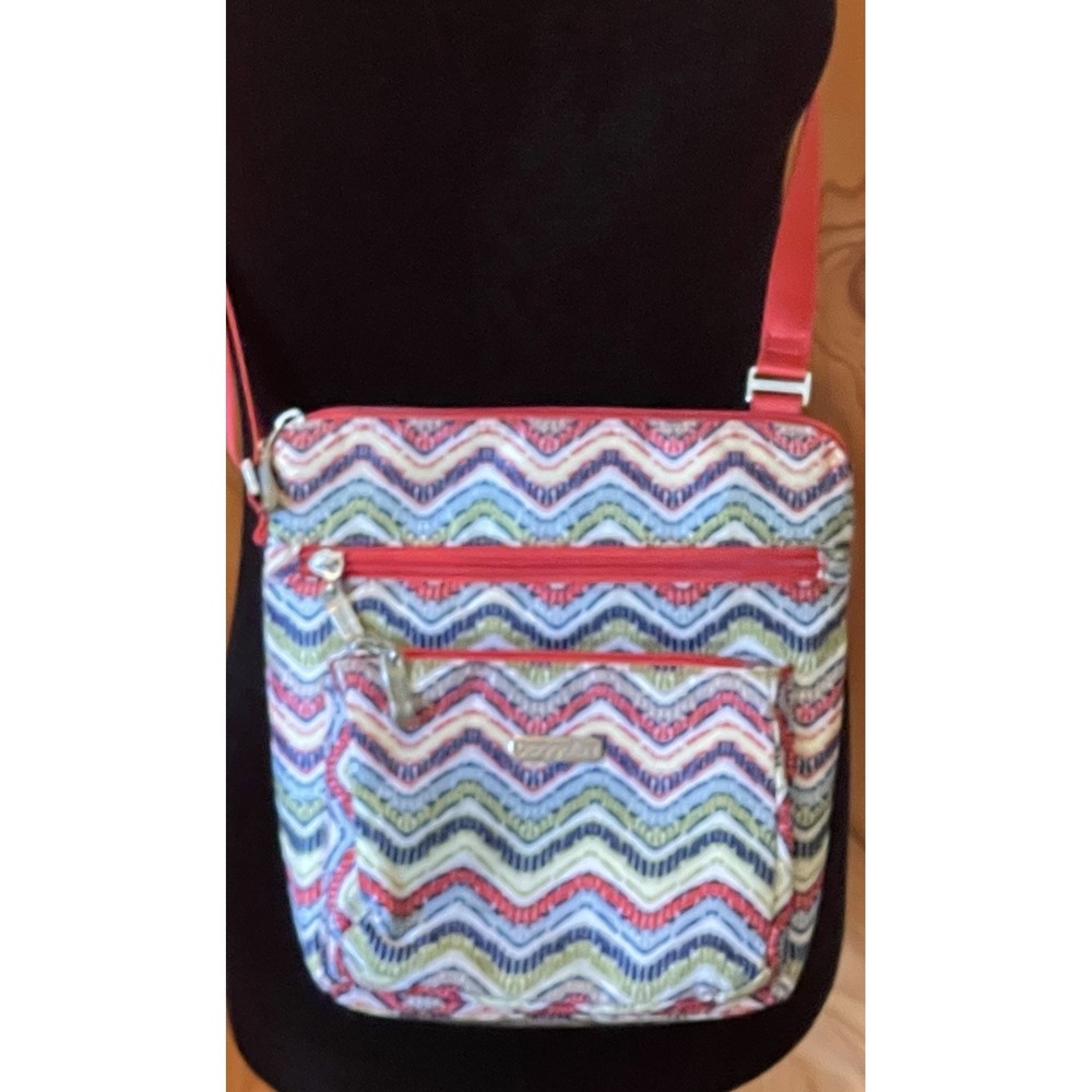 Baggallini Rainbow Chevron Print Crossbody Bag RFID Matching Pouch Set Travel